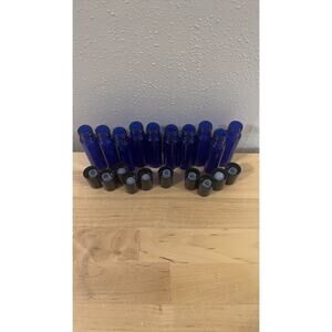 Set of Cobalt Blue Glass Vials with Black Caps